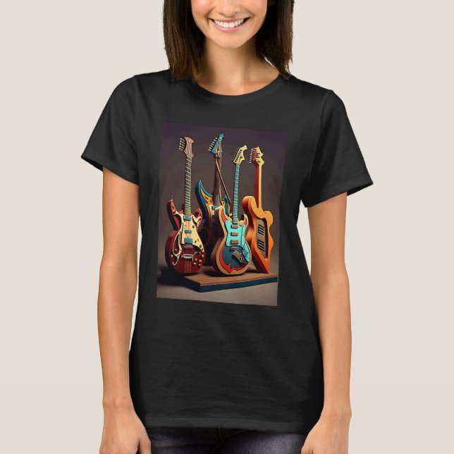 T-shirt Electric Guitar Collection Cool Electric Guitars F (Devant)