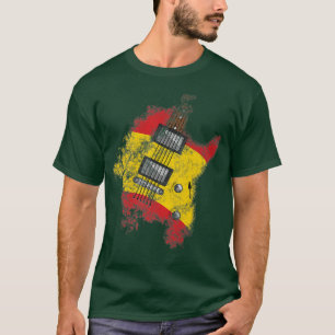 T-shirt Electric Guitar Spanish Flag Spain Guitarist Music