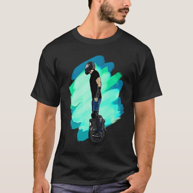 T-shirt Electric Unicycle Stunt Biker (Devant)
