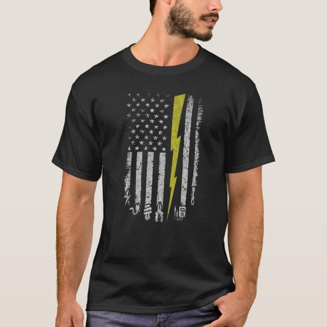 T-shirt Electrician American US Flag Tools For Electrician (Devant)