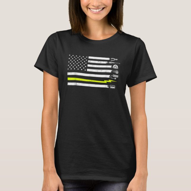 T-shirt Electrician American US Flag Tools For Electrician (Devant)