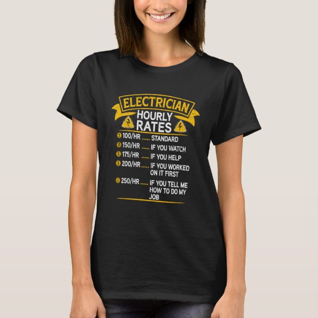 T-shirt Electrician Hourly Rates Charges Lineman Circuit C (Devant)