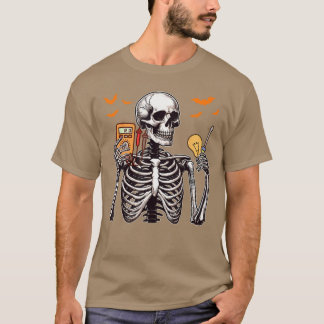 T-shirt Electrician Job Horror Skeleton Halloweeneam Costu
