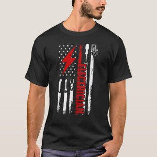 T-shirt Electrician Us Flag Tools For Electricians