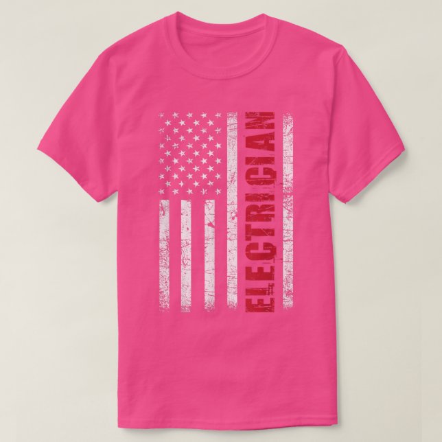 T-shirt ElectricianUSA Flag Lineman Electrical Worker Repa (Design devant)