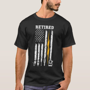 T-shirt Électricien à la retraite Us Drapeau Electricien à