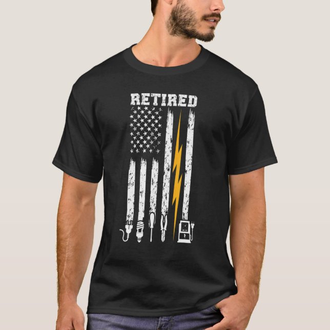 T-shirt Électricien à la retraite Us Drapeau Electricien à (Devant)