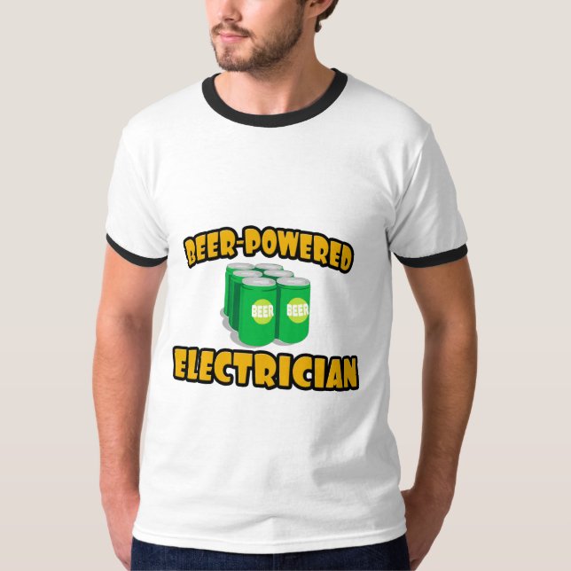 T-shirt Électricien alimenté à la bière (Devant)