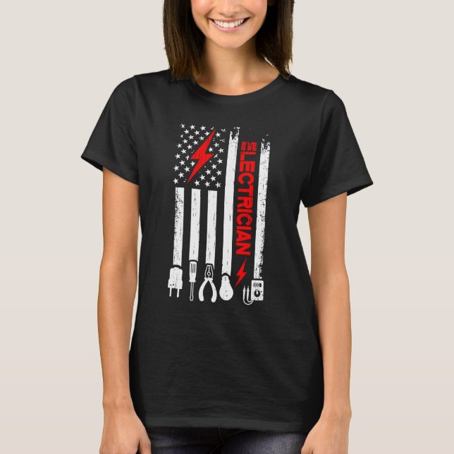 T-shirt Electricien American Flag Outils électriques Patri (Devant)