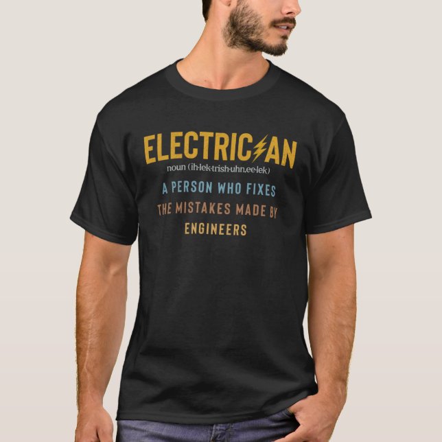T-shirt Électricien Définition (Devant)