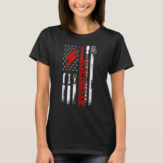 T-shirt Électricien Drapeau Américain Outils Pour Électric
