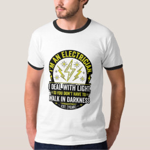 T-shirt Électricien Drôle Affaire Avec Humour Clair Blanc
