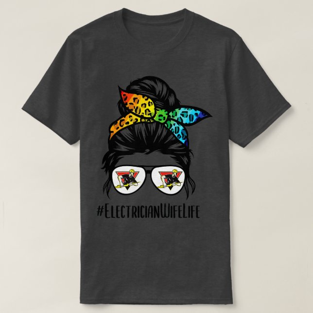 T-shirt Electricien Femme vie chaotique lunettes de cheveu (Design devant)
