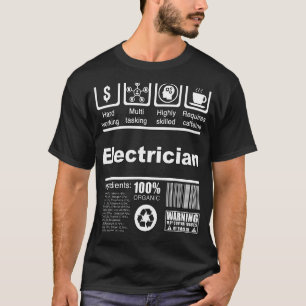 T-shirt Électricien Informations nutritionnelles Pour Les