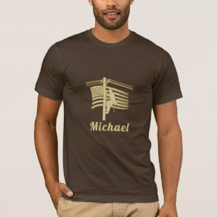 T-shirt Électricien patriote USA drapeau monogramme or