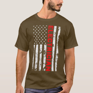 T-shirt Electricien Patriotique Américain Drapeau Electric