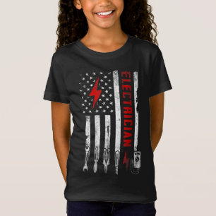 T-Shirt Electricien Patriotique Américain Drapeau Electric
