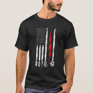T-shirt Électricien Us Drapeau Avec Outils