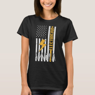 T-shirt Electricien USA Drapeau Electricité Travailleur Li