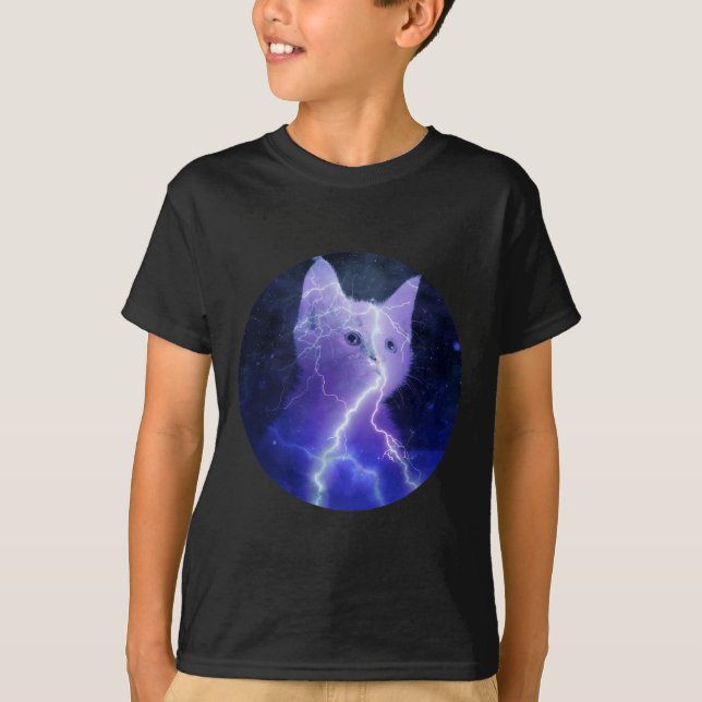 T-shirt Électricité Chat Éclair Graphique Art Chat Maman (Devant)
