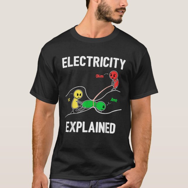 T-shirt Electricité Expliqué Ohm Volt Ampere Funny Electr (Devant)