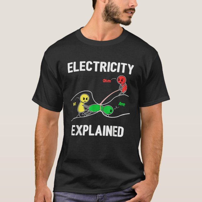 T-shirt Électricité expliquée Ohm Volt Ampère Électricien (Devant)