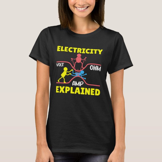 T-shirt Electricity Explained Volt Ohm AMP  Electricity Sc (Devant)