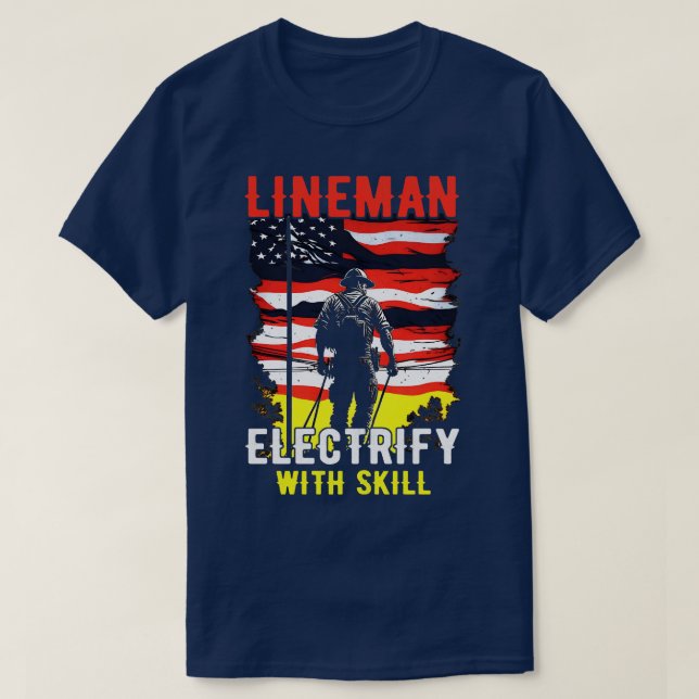 T-shirt Electrification de Lineman avec compétence 1 (Design devant)