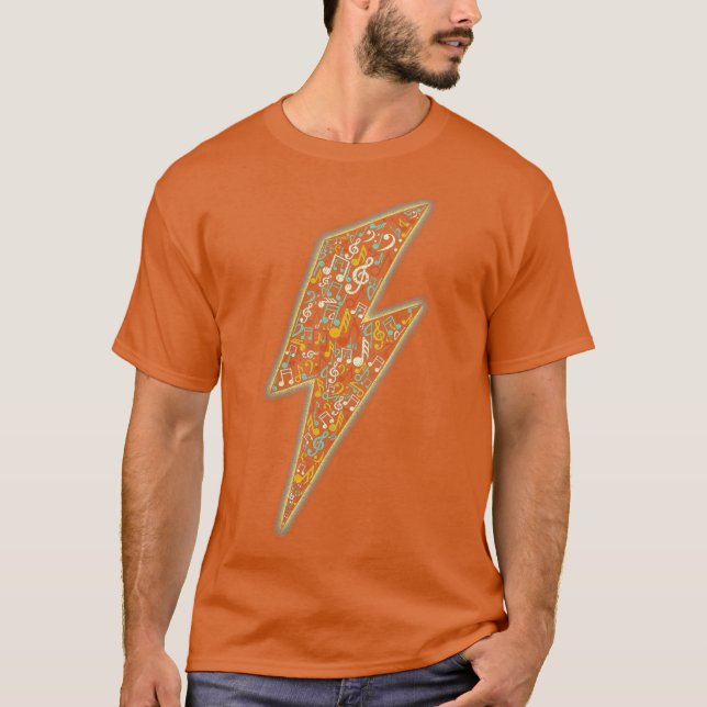 T-shirt Electro Music DJ Lightning Bolt Notes musicales (Devant)