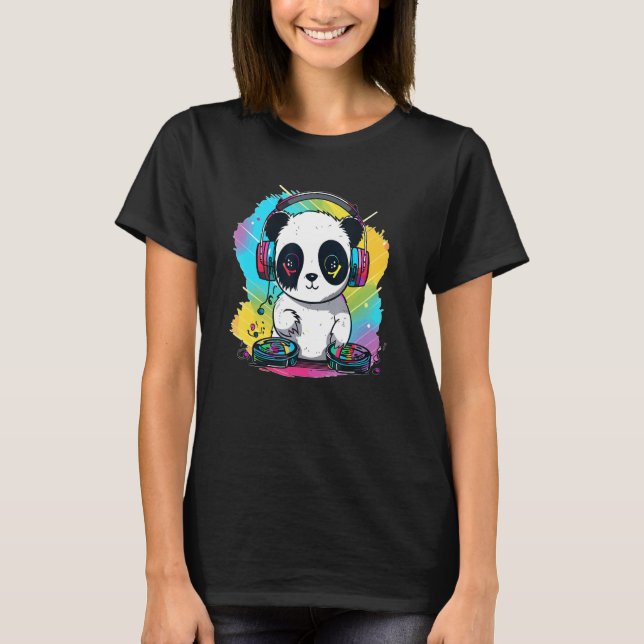T-shirt Electro Music Panda Dj Techno EDM Festival (Devant)