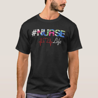T-Shirt Electrocardiogramme Hashtag Vie D'Infirmiè