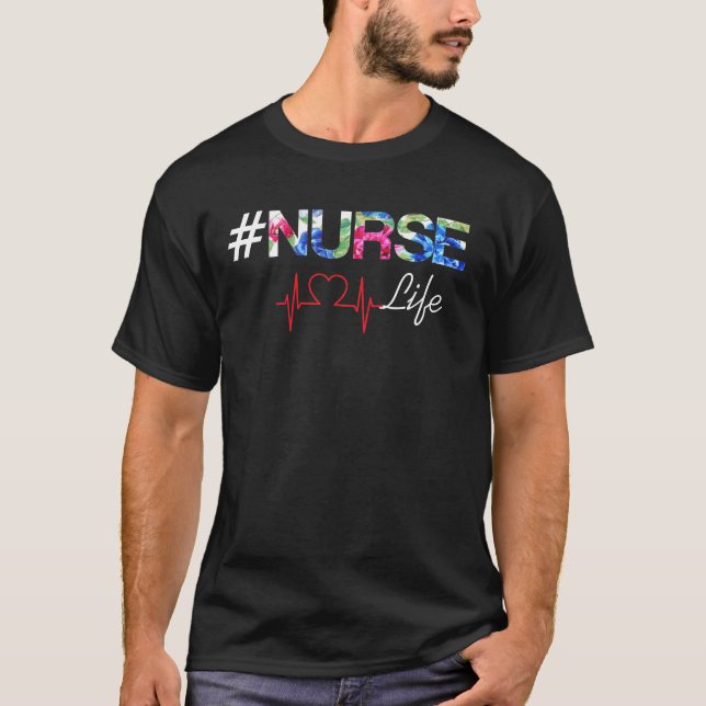 T-Shirt Electrocardiogramme Hashtag Vie D'Infirmiè (Devant)