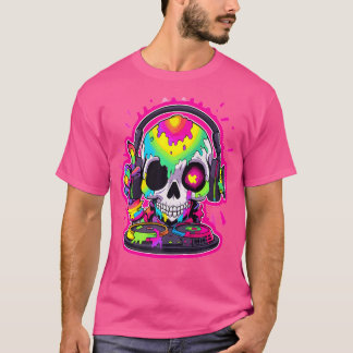 T-shirt Electronic Music Dj Skull Edm Rave