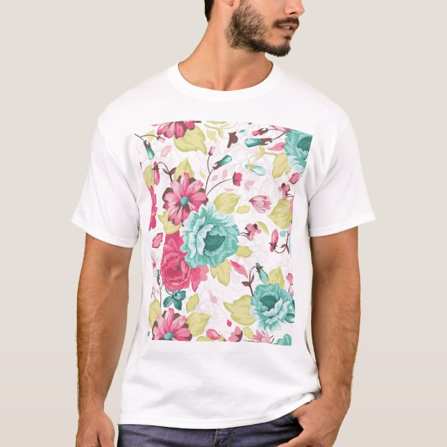 T-shirt Élégance Abstraite florale Arrière - plan sans cou (Devant)