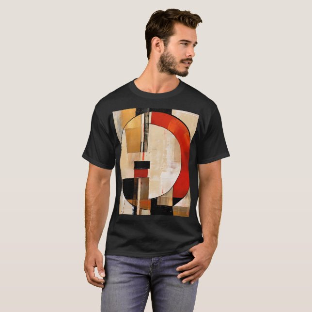 T-shirt Elégance céleste : Exploration Abstraite en beige (Devant entier)