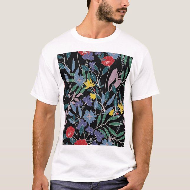 T-shirt Élégance Florale : Fond Abstrait Vintage (Devant)