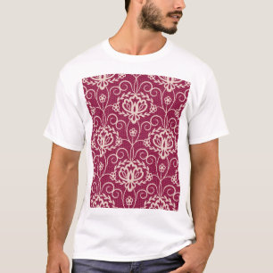 T-shirt Élégance florale : Motif de dentelle rouge