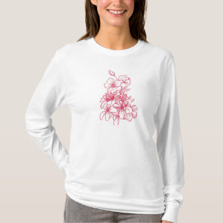 T-shirt Élégance florale rouge vibre