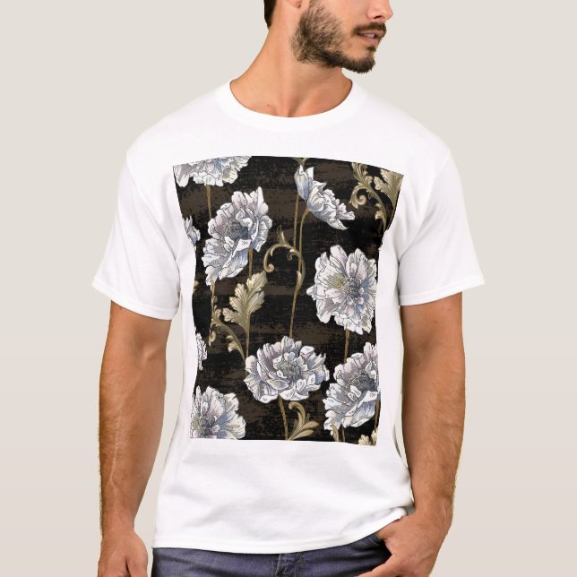 T-shirt Elégance Peony : Flèches d'or baroque (Devant)