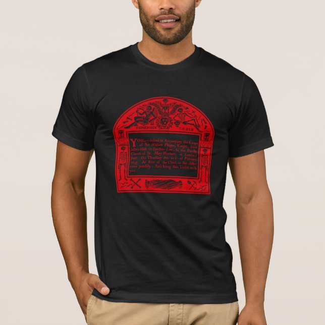 T-shirt Élégant 18e C Anglais Avis funéraire (Devant)