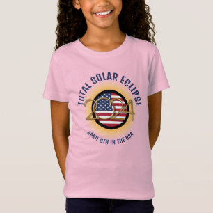 T-Shirt Élégant 2024 TOTAL SOLAR ECLIPSE USA Drapeau Enfan