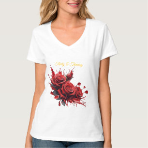 T-shirt Elégant 30e anniversaire - Roses en fleurs