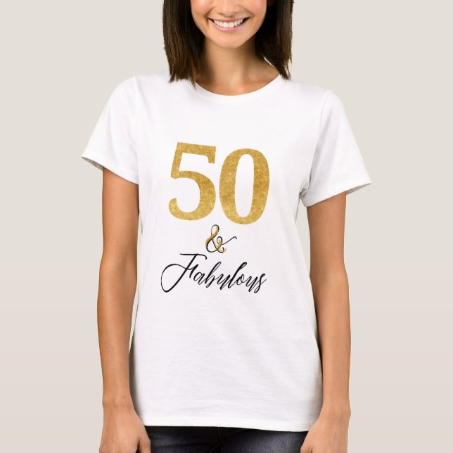 T-shirt Elégant 50 et Fabuleux en Or et Noir (Devant)