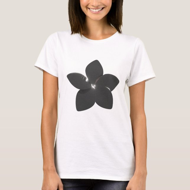 T-shirt élégant à fleur métallique argent (Devant)