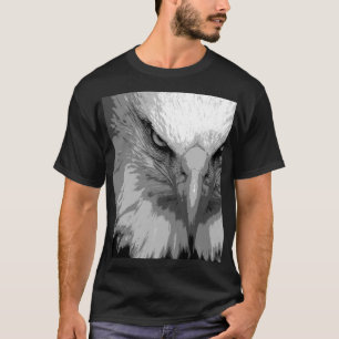 T-shirt Elégant Aigle animal Visage Modèle Hommes Noir