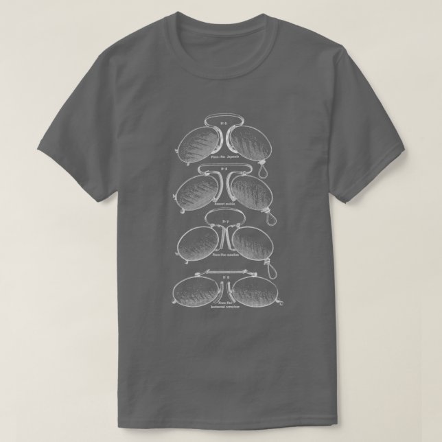 T-shirt Elégant Antique Français Pince Nez Lunettes de vue (Design devant)