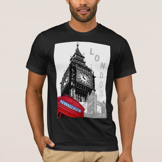 T-shirt Élégant Big Ben Horloge Tower London Téléphone rou (Devant)