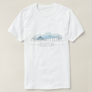 T-shirt Elégant Boston City Line Art, moderne Urban Skylin