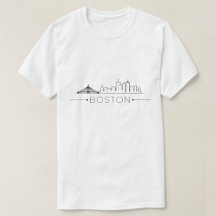 T-shirt Elégant Boston City Line Art, moderne Urban Skylin