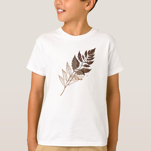 T-shirt Élégant botanique de feuille brune séchée (Devant)